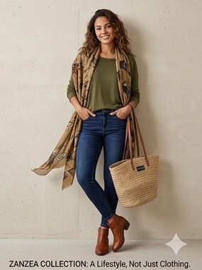 🌱 ZANZEA Collection | Hi-Low Scoop Neck Sweater | Army Green | Medium